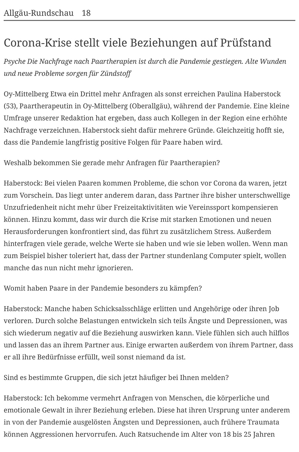 Allgäuer Zeitung Paulina Haberstock